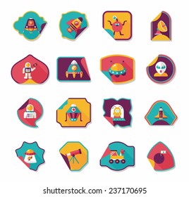 Space stickers banner flat design background set, eps10