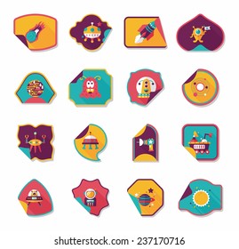 Space stickers banner flat design background set, eps10