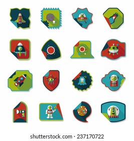 Space stickers banner flat design background set, eps10