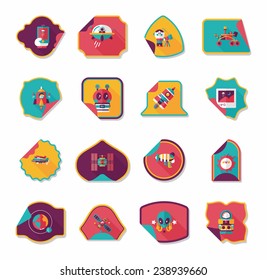Space stickers banner flat design background set, eps10