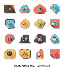 Space stickers banner flat design background set, eps10