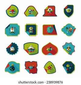Space stickers banner flat design background set, eps10