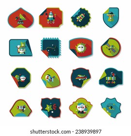 Space stickers banner flat design background set, eps10