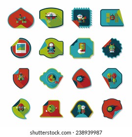 Space stickers banner flat design background set, eps10
