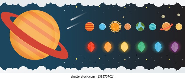 Space stone and power of galaxy on black space. Vector illustration
