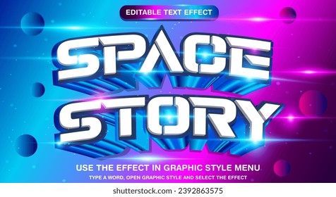 Space Story planet purple night sky editable text effect font style template design