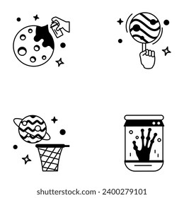 Space Study Handy Outline Icons 

