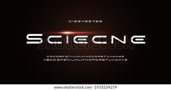 Space stunning font for futuristic logo and
science technology text. Wide rounded letters. Techno alphabet for
poster and banner of science fiction film and modern music. Vector
typographic design