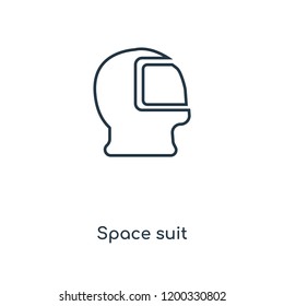 Space suit concept line icon. Linear Space suit concept outline symbol design. This simple element illustration can be used for web and mobile UI/UX.