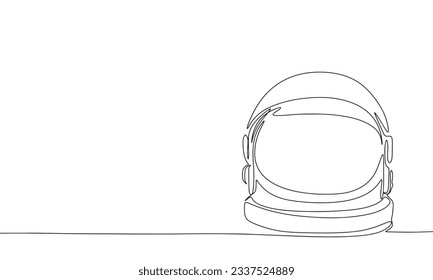 Space suit helmet outline. Helmet silhouette. One line continuous vector illustration. Line art, outline, vector