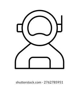 Space suit icon. Science and astronautics line symbol. Black and white.