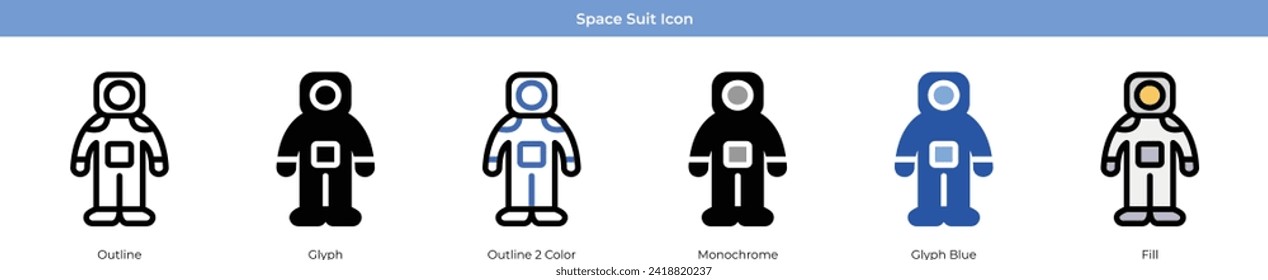 Space Suit Icon Set Vector Design