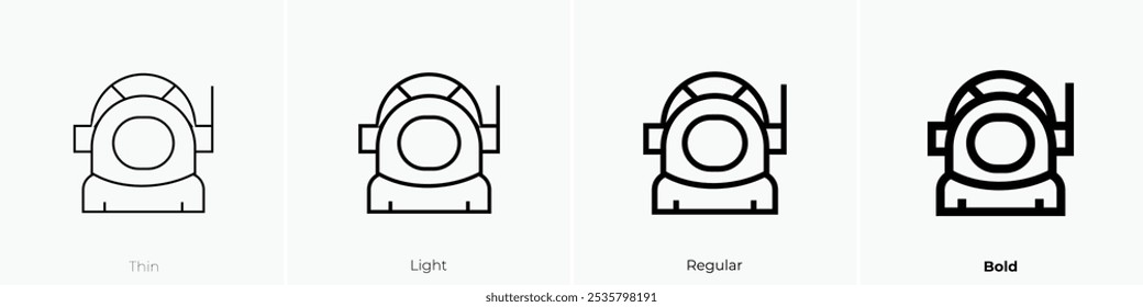 Raumanzug-Symbol. Dünnes, helles Design im regulären und kühlen Stil, einzeln auf weißem Hintergrund