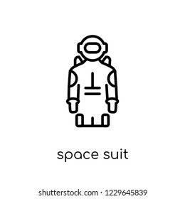space suit icon. Trendy modern flat linear vector space suit icon on white background from thin line Astronomy collection, outline vector illustration
