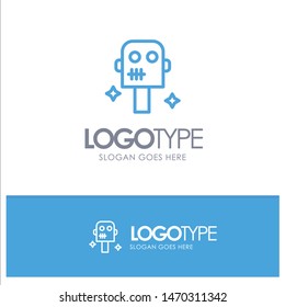 Space, Suit, Robot Blue Outline Logo Place for Tagline. Vector Icon Template background