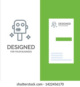 Space, Suit, Robot Grey Logo Design and Business Card Template