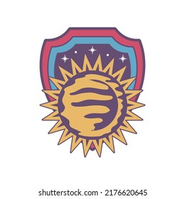 icono retro de etiqueta de astronomía solar espacial