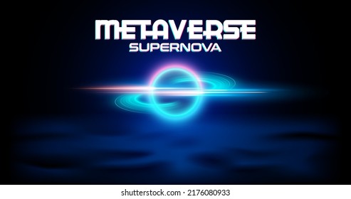 Space and supernova energy simulation in virtual reality universe metaverse.