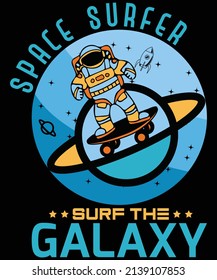 
Space surfer surf the galaxy t-shirt design
