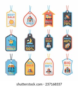 Space tag banner flat design background set, eps10