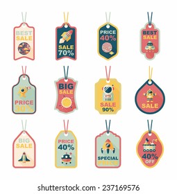 Space tag banner flat design background set, eps10