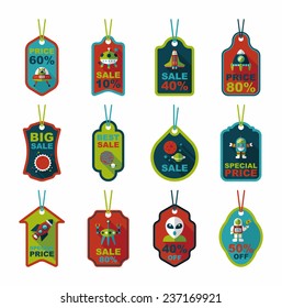 Space tag banner flat design background set, eps10