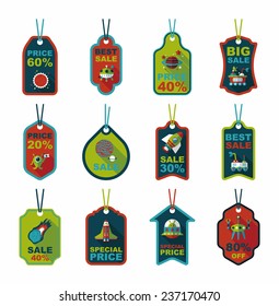 Space tag banner flat design background set, eps10