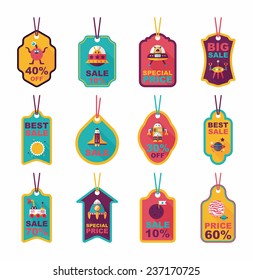 Space tag banner flat design background set, eps10