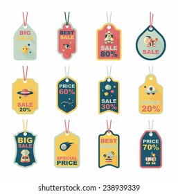 Space tag banner flat design background set, eps10