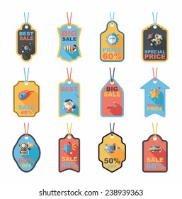 Space tag banner flat design background set, eps10