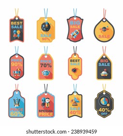 Space tag banner flat design background set, eps10