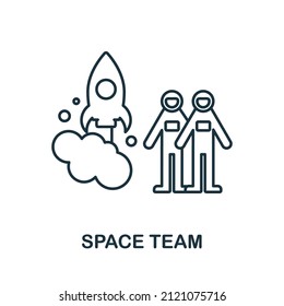 Space Team icon. Line element from space collection. Linear Space Team icon sign for web design, infographics and more.