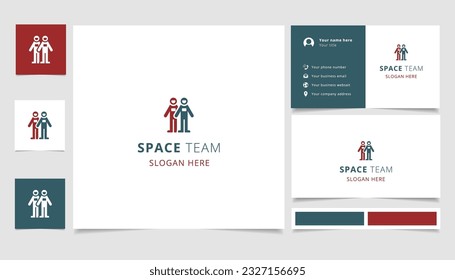 Space team logo design with editable slogan. Branding book and business card template.