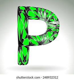 Space technology alphabet symbol p. Vector design.