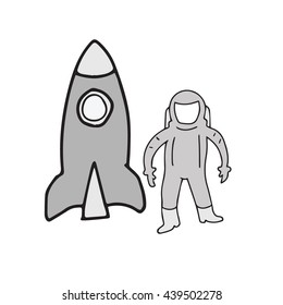 Space technology astronaut and spaceship 