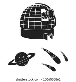 Space technology black icons in set collection for design.Spacecraft and equipment vector symbol stock web illustration.