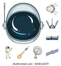 Space technology cartoon icons in set collection for design.Spacecraft and equipment vector symbol stock web illustration.