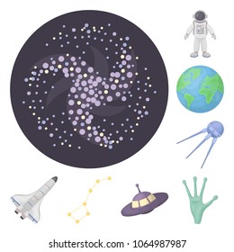 Space technology cartoon icons in set collection for design.Spacecraft and equipment vector symbol stock web illustration.