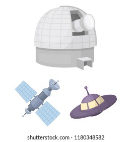 Space technology cartoon icons in set collection for design.Spacecraft and equipment vector symbol stock web illustration.