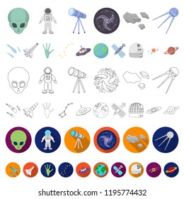 Space technology cartoon icons in set collection for design.Spacecraft and equipment vector symbol stock web illustration.