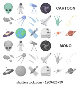 Space technology cartoon icons in set collection for design.Spacecraft and equipment vector symbol stock web illustration.