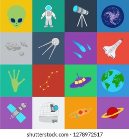 Space technology cartoon icons in set collection for design.Spacecraft and equipment vector symbol stock web illustration.