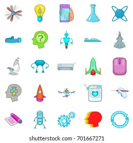 Space technology icons set. Cartoon set of 25 space technology vector icons for web isolated on white background