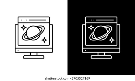 Space Technology White Icon Set Design