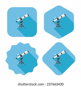 Space Telescope flat icon with long shadow,eps10