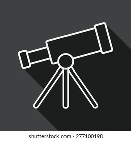 Space Telescope flat icon with long shadow, line icon