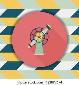 Space Telescope flat icon with long shadow,eps10