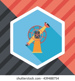 Space Telescope flat icon with long shadow,eps10