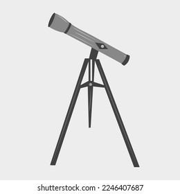 Space telescope flat vector illustration. Cute simple astronomical space telescope cartoon vector illustration for graphic design and decorative element