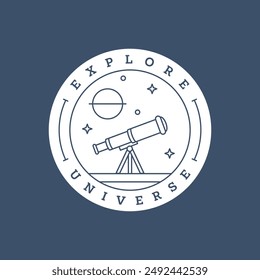 space telescope illustration badge line art